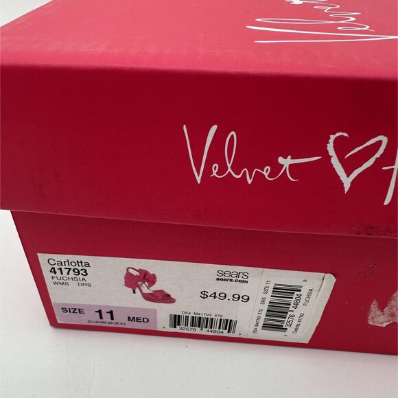 Womens Velvet Heart Fuchsia Satin Heels With Bow Detail Size 11 - Picture 7 of 8